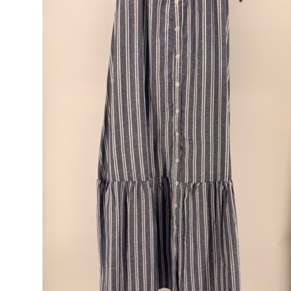 Love Tomas Emerson Fry NEW Striped Blue White Smocked Puff Sleeve Dress MEDIUM - Picture 9 of 9